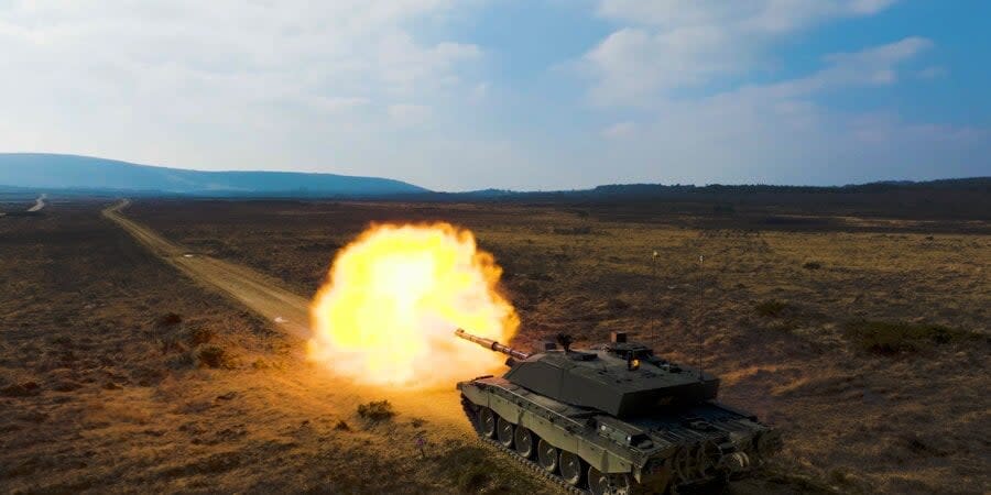 The tank fires