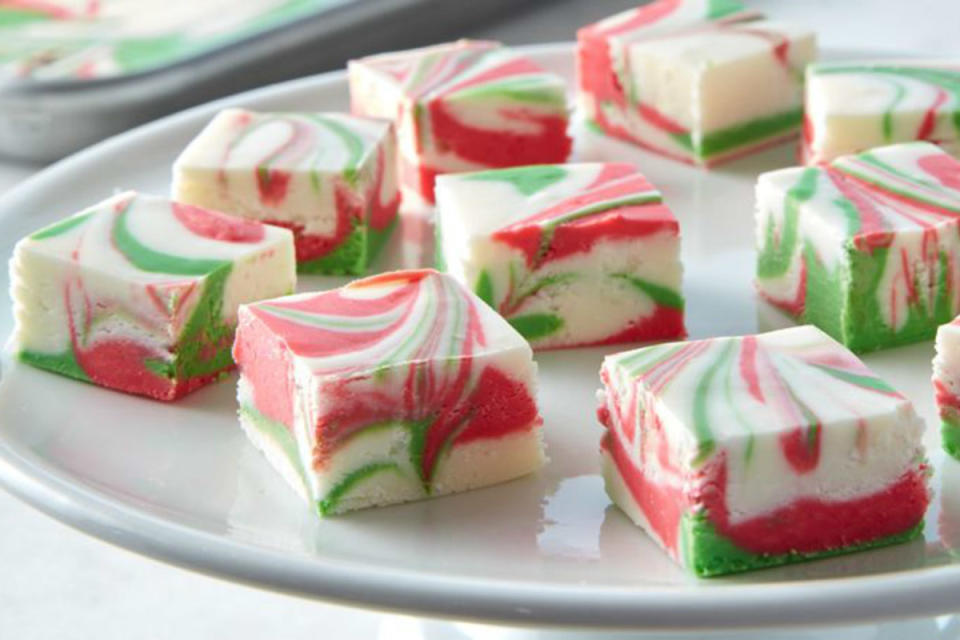 <p>Betty Crocker</p><p>It’s the perfect holiday treat that’ll make your Christmas cookie tray pop with color!</p><p><strong>Get the recipe: <a href="https://www.bettycrocker.com/recipes/3-ingredient-christmas-swirl-fudge/3ef86c5f-12cb-4479-855e-1a86cf482f19" rel="nofollow noopener" target="_blank" data-ylk="slk:3-Ingredient Christmas Swirl Fudge;elm:context_link;itc:0;sec:content-canvas" class="link ">3-Ingredient Christmas Swirl Fudge</a></strong></p>