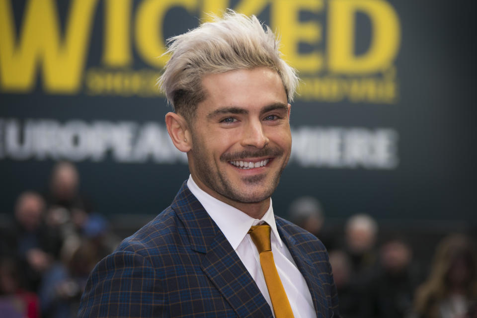 Actor Zac Efron poses for photographers upon arrival at the 'Extremely Wicked, Shockingly Evil And Vile' premiere in London, Wednesday, April 24, 2019. (Photo by Joel C Ryan/Invision/AP)