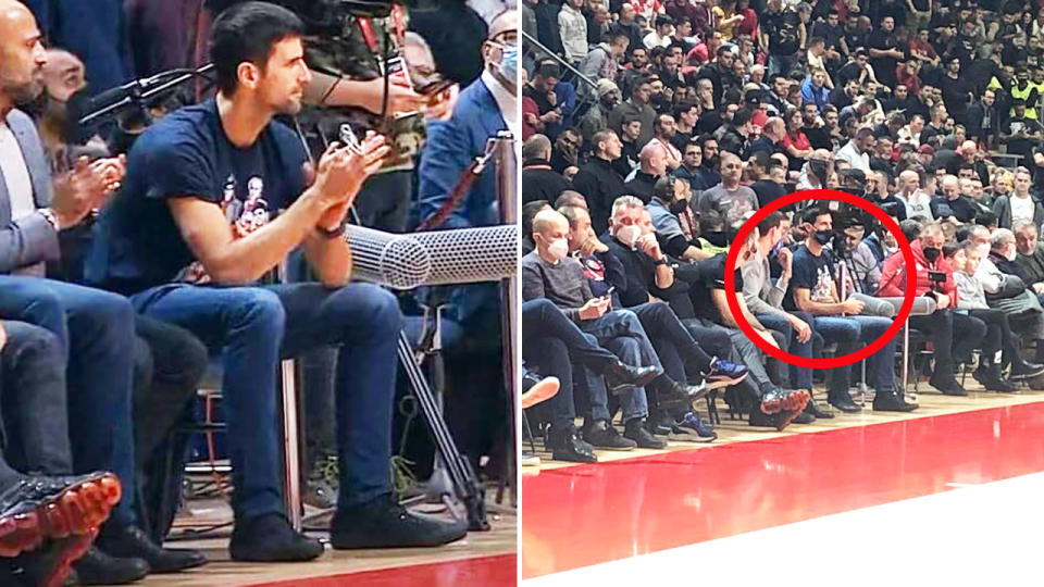 Novak Djokovic, pictured here at the Euroleague basketball game in Belgrade.