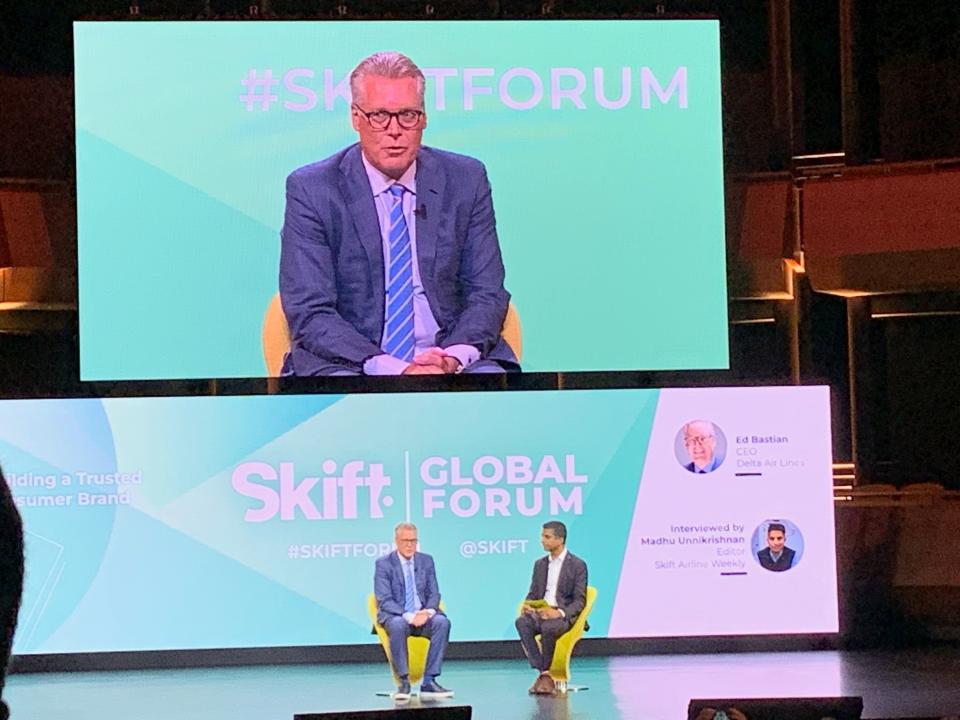 Delta CEO Ed Bastian at Skift Global Forum 2019 in New York City. 
