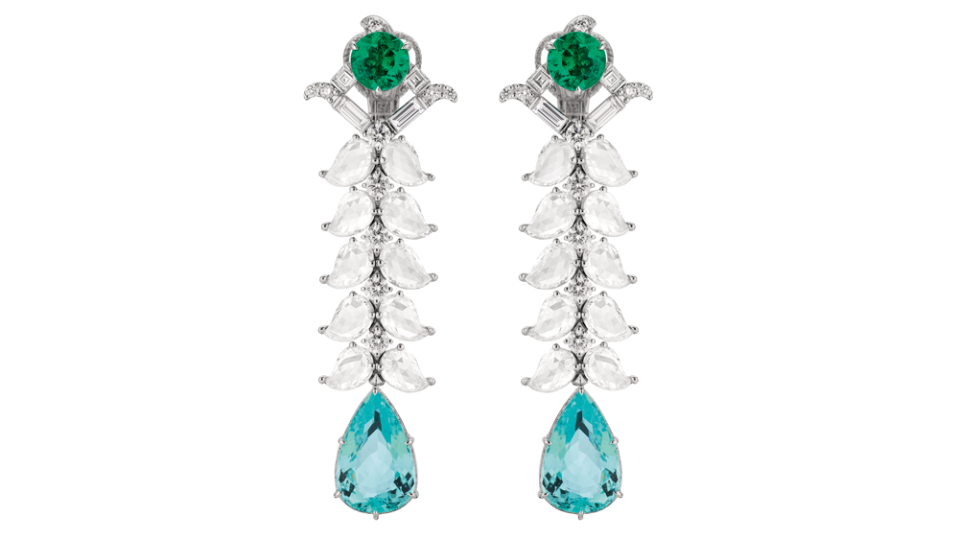 Gucci Emerald, Paraiba Tourmaline, and Diamond Earrings