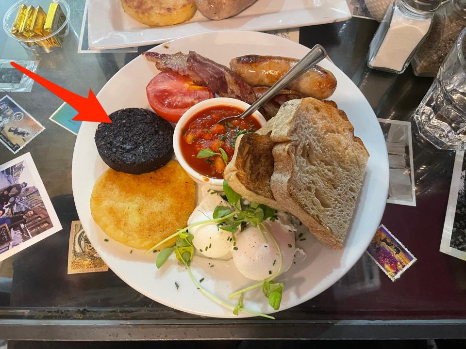 Lauren Edmonds: Black pudding and Scottish breakfast.