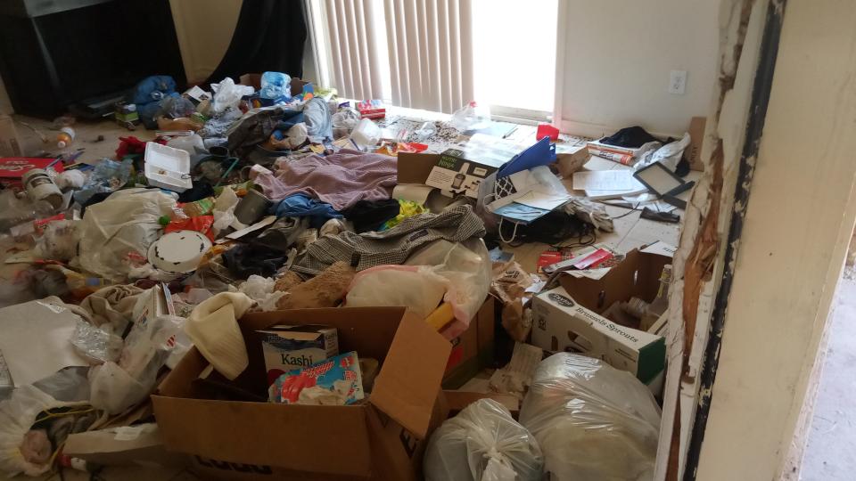 This photo provided by a resident of The Alora shows an unsecured, vacant apartment unit that has been used by transients.