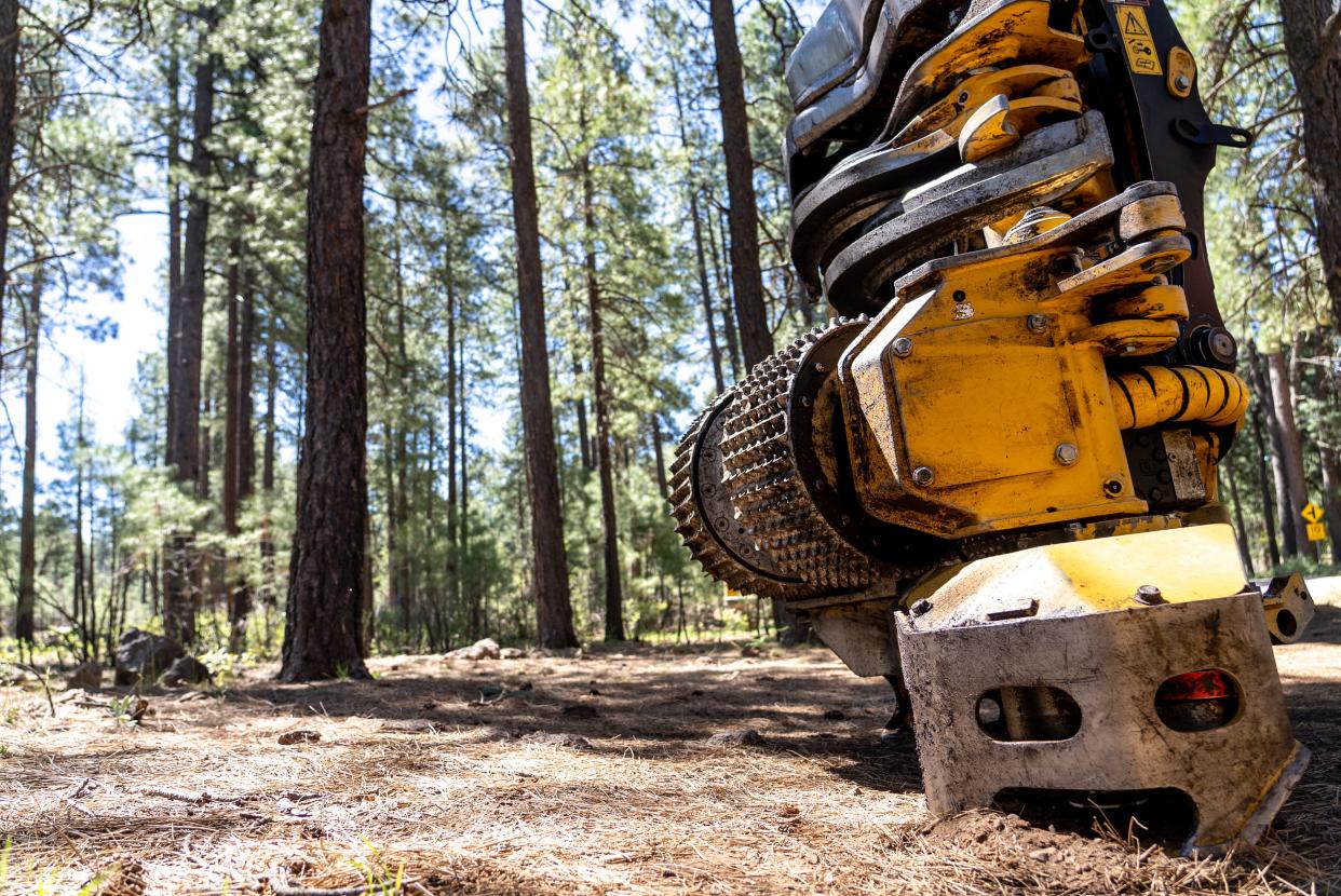 Tree logging equipment is stationed near Baker Butte on May 16, 2022.