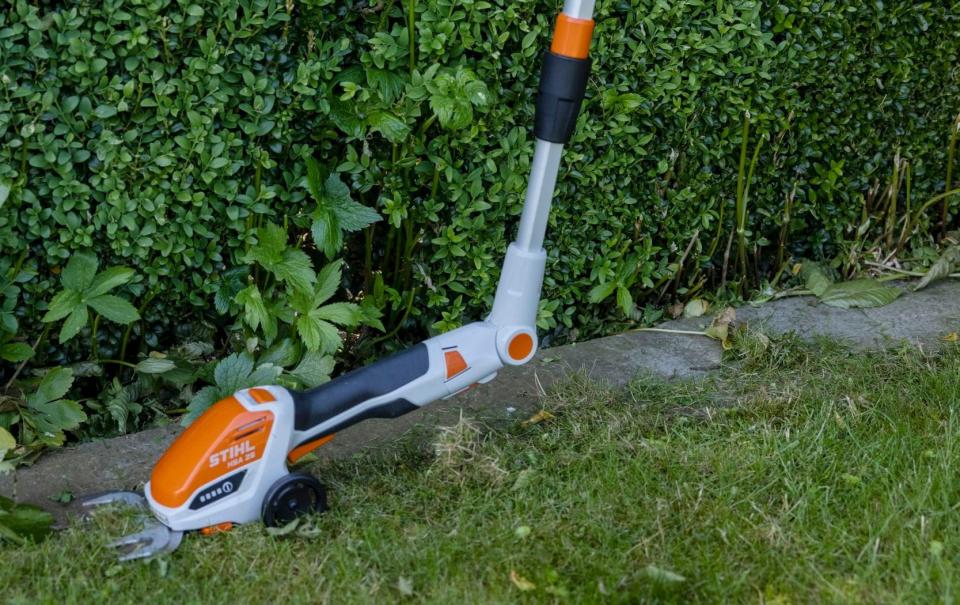 Guinness has been using a cordless trimmer to perk up old hedges and borders - Heathcliff O'Malley