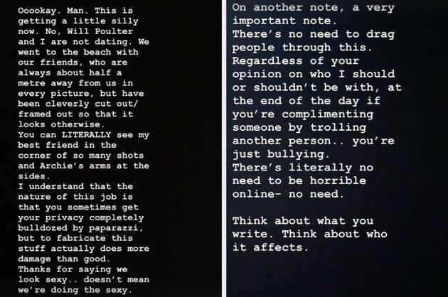 Florence Pugh spoke out about the pictures on her Instagram story (Photo: Instagram/Florence Pugh)