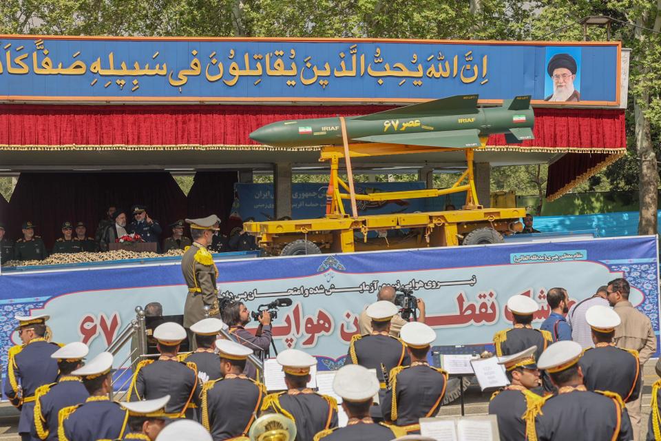 Military equipment displayed at the Army Day ceremony in front of the President of Iran and high-ranking military commanders on April 17, 2024 in Tehran, Iran.
