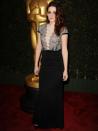 <p>Kristen Stewart in Talbot Runhof arrives at the Academy Of Motion Picture Arts And Sciences' 4th Annual Governors Awards at Hollywood and Highland, December 2012.</p>