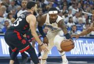 Apr 19, 2019; Orlando, FL, USA; Orlando Magic guard Terrence Ross (31) fights to get control of the ball against Toronto Raptors guard Fred VanVleet (23) during the second half of game three of the first round of the 2019 NBA Playoffs at Amway Center. Mandatory Credit: Reinhold Matay-USA TODAY Sports