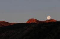 Moonset is seen near La Mora