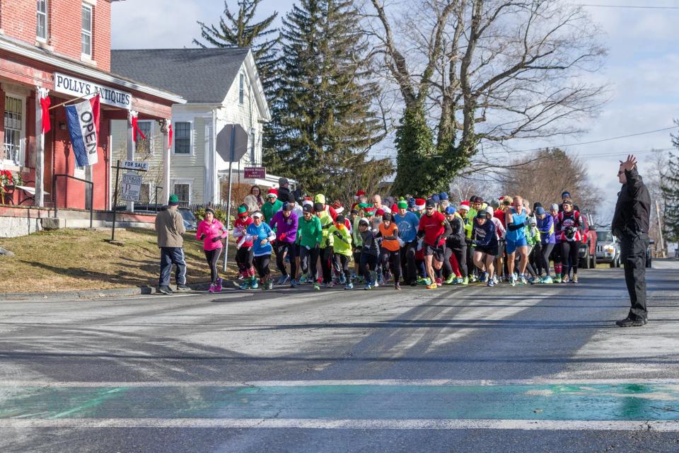 There goes the start of a past Jingle Jaunt 5K in Sutton.