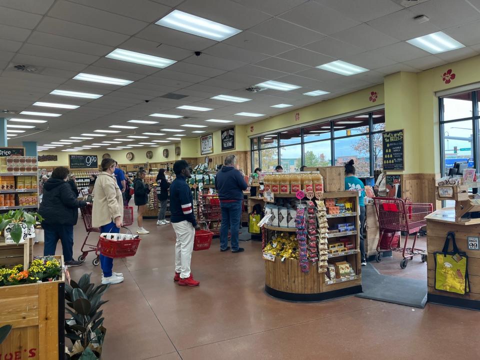 Checkout counters at Trader Joe's in Wisconsin.