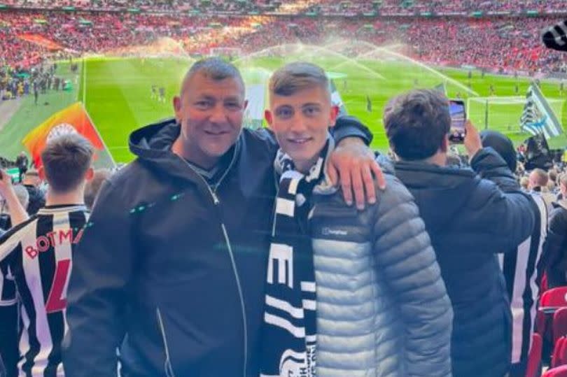 Sonny and his dad Lar at Wembley for the Carabao Cup final