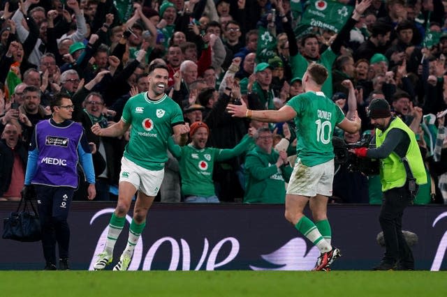 Ireland’s Conor Murray and Jack Crowley