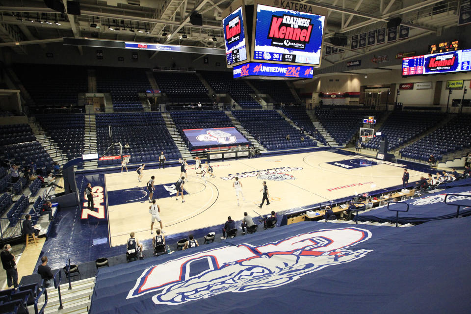 SPOKANE, WASHINGTON - NOVEMBER 12: The Gonzaga Bulldogs scrimmage during the Numerica Kraziness in The Kennel at McCarthy Athletic Center on November 12, 2020 in Spokane, Washington. (Photo by William Mancebo/Getty Images)