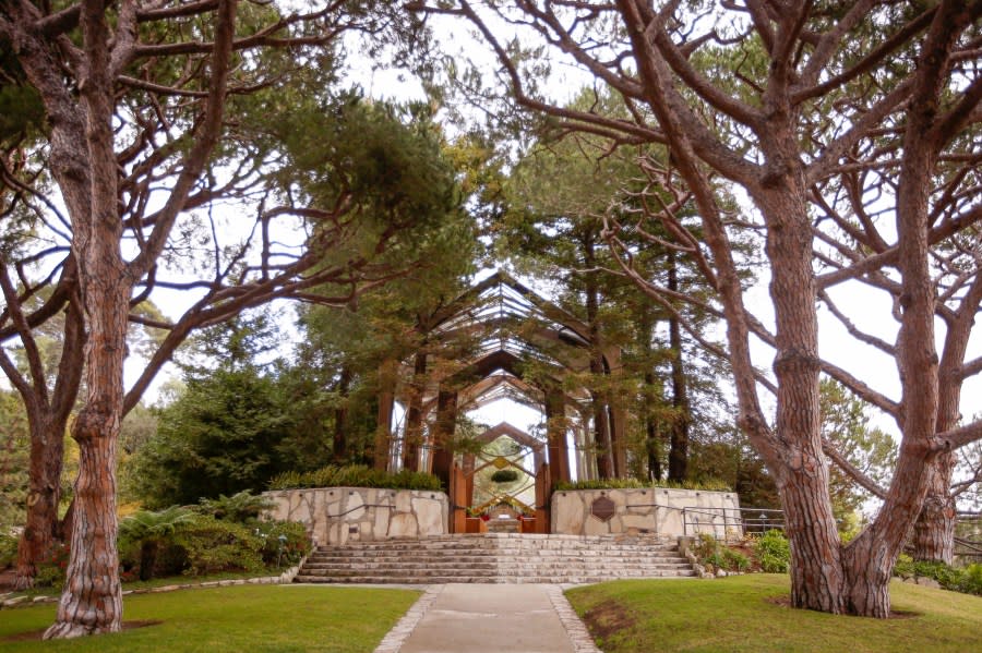 Wayfarers Chapel rests nestled among the trees in Palos Verdes on November 30, 2022. (Getty Images)