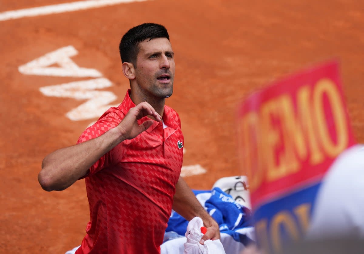 Novak Djokovic reacts after reaching the Italian Open quarter-finals  (REUTERS)
