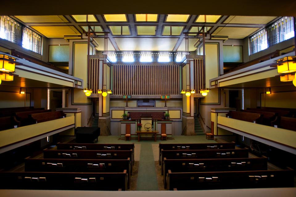 Unity Temple (Oak Park, Illinois)
One of Frank Lloyd Wright’s commissioned designs, and in the same Chicago ‘burb where he raised his family, Unity Temple is fresh off an extensive facelift to the tune of $25 million that replaced every pane of glass and honored Wright’s original color palate.