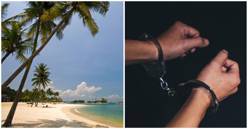 A man was arrested on New Year&#39;s Day for molesting a woman after trespassing a women&#39;s toilet at Siloso Beach. (PHOTOS: Getty Images/Yahoo News Singapore)