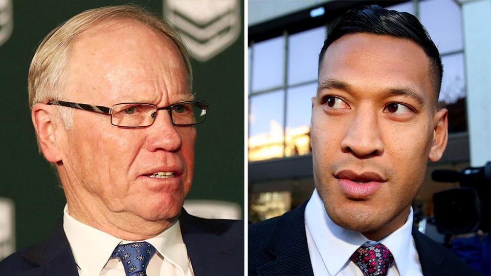 Peter Beattie and Israel Folau, pictured here in their respective roles.