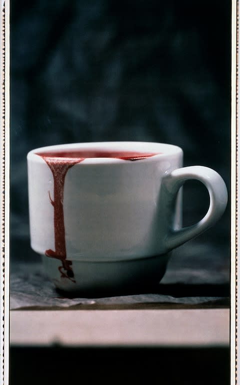 Ulay, Not My Cup of Blood 1992 Original Polaroid - Credit: Courtesy of Richard Saltoun Gallery