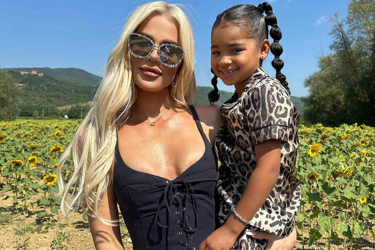 Khloe Kardashian and Daughter True Twin in Dolce and Gabbana Dresses