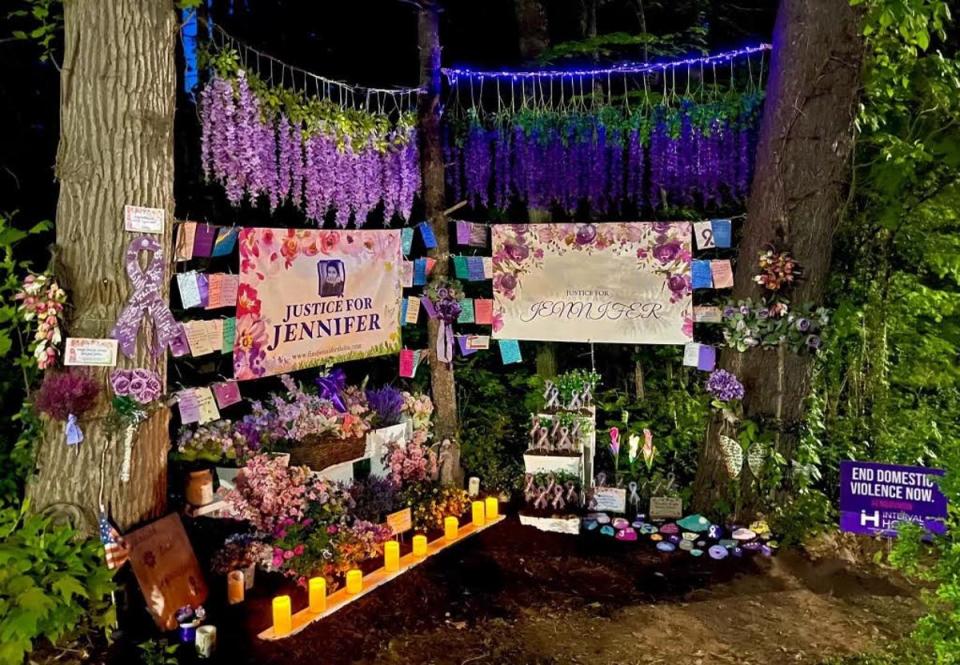 Now: The memorial has been tended to for years and is overflowing with love for Jennifer (Justice for Jennifer Facebook page)