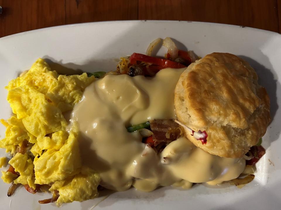 Every once in a while you can indulge in a breakfast like this Billy’s loaded hash browns from Buzzard Billy's in Des Moines. The