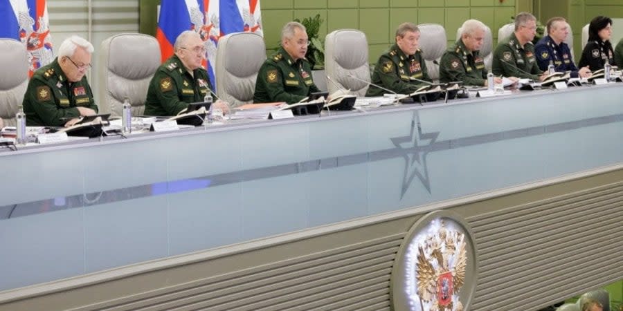 Shoigu at a meeting in Moscow