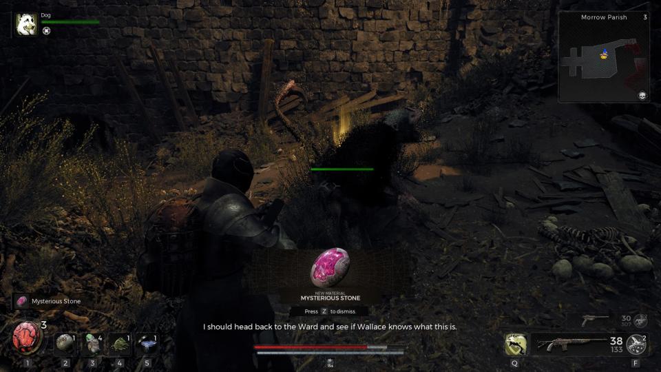Having slain an albino rat man, a wanderer from Remnant 2 loots a mysterious stone, a crafting material required to unlock the Alchemist archetype.