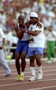 Former British athlete Derek Redmond had a successful but injury-plagued career; and it was an injury that made for his most famous Olympic moment. At the 1992 Barcelona Olympic Games, Redmond tore his hamstring in the 400 metres semi-final but fought through the pain and, with assistance from his father, managed to complete a full lap of the track as the crowd gave him a standing ovation. <br><br>The incident has become a well-remembered moment in Olympic history, having been the subject of one of the International Olympic Committee's 'Celebrate Humanity' videos and been used in advertisements by Visa as an illustration of the Olympic spirit and featured in Nike's "Courage" commercials in 2008.