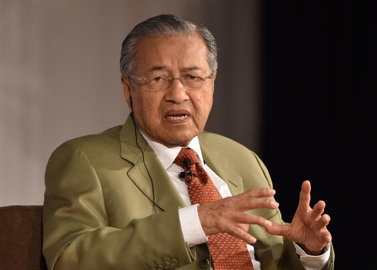 Malaysia's former prime minister Mahathir Mohamad speaks at the 21st International Conference of The Future of Asia, in Tokyo, on May 22, 2015