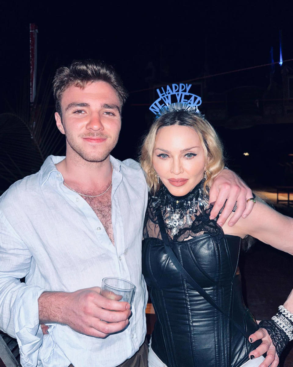 Madonna poses alongside her son Rocco Ritchie for New Year's. (@madonna via Instagram)