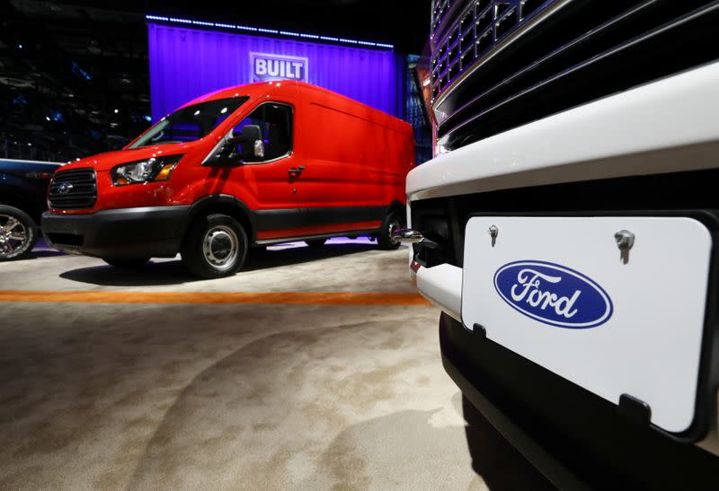 FILE PHOTO: Ford trucks displayed at the North American International Auto Show in Detroit, Michigan