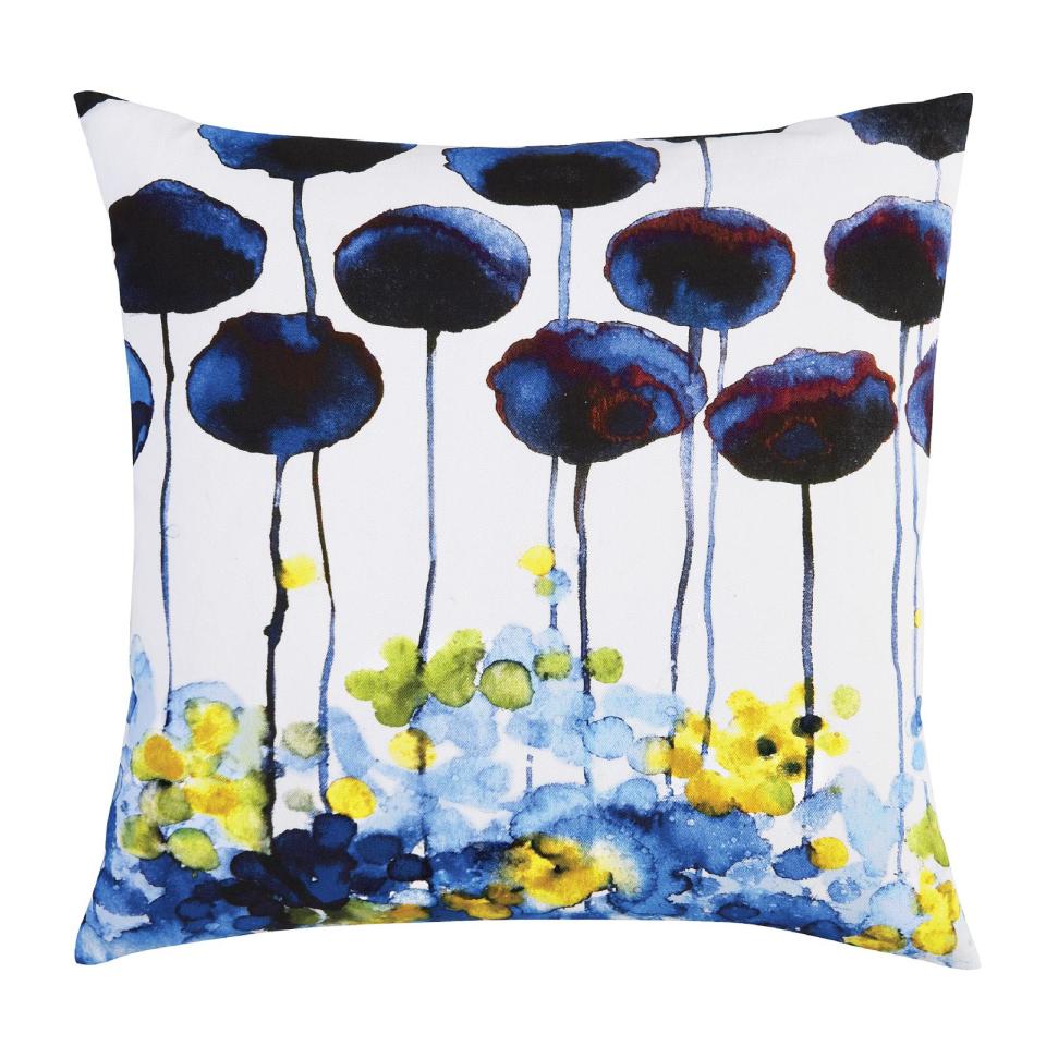 This undated publicity photo provided by Crate and Barrel shows a Myrtle Pillow ($34.95), with a Monet-like watercolor garden print that is digitally printed on the white cotton background of this throw pillow from Crate & Barrel’s spring collection (www.crateandbarrel.com). (AP Photo/Crate and Barrel)