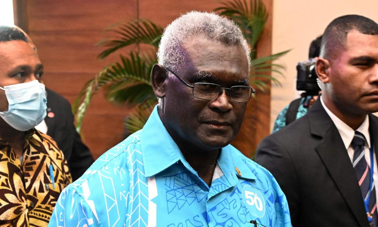 <span>Ties between China and Solomon Islands have deepened under prime minister Manasseh Sogavare, who is pushing to retain the top job after elections on 17 April.</span><span>Photograph: William West/AFP/Getty Images</span>