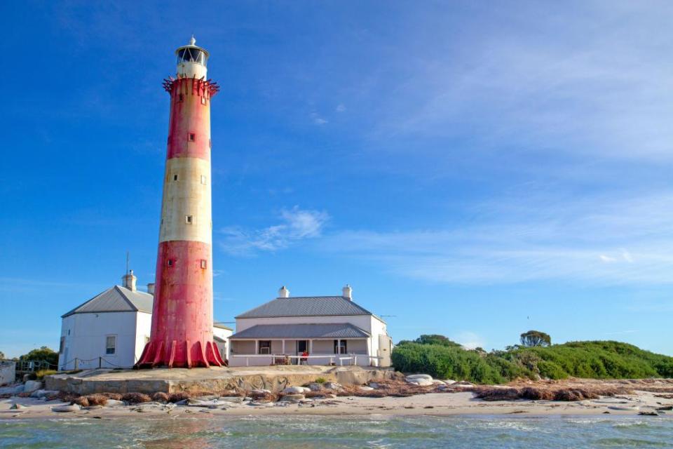 The candy-striped lighthouse of Troubridge Island