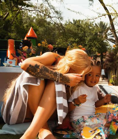 <p>Iggy Azalea/Instagram</p> Iggy Azalea (left) and her son Onyx during his 4th birthday party