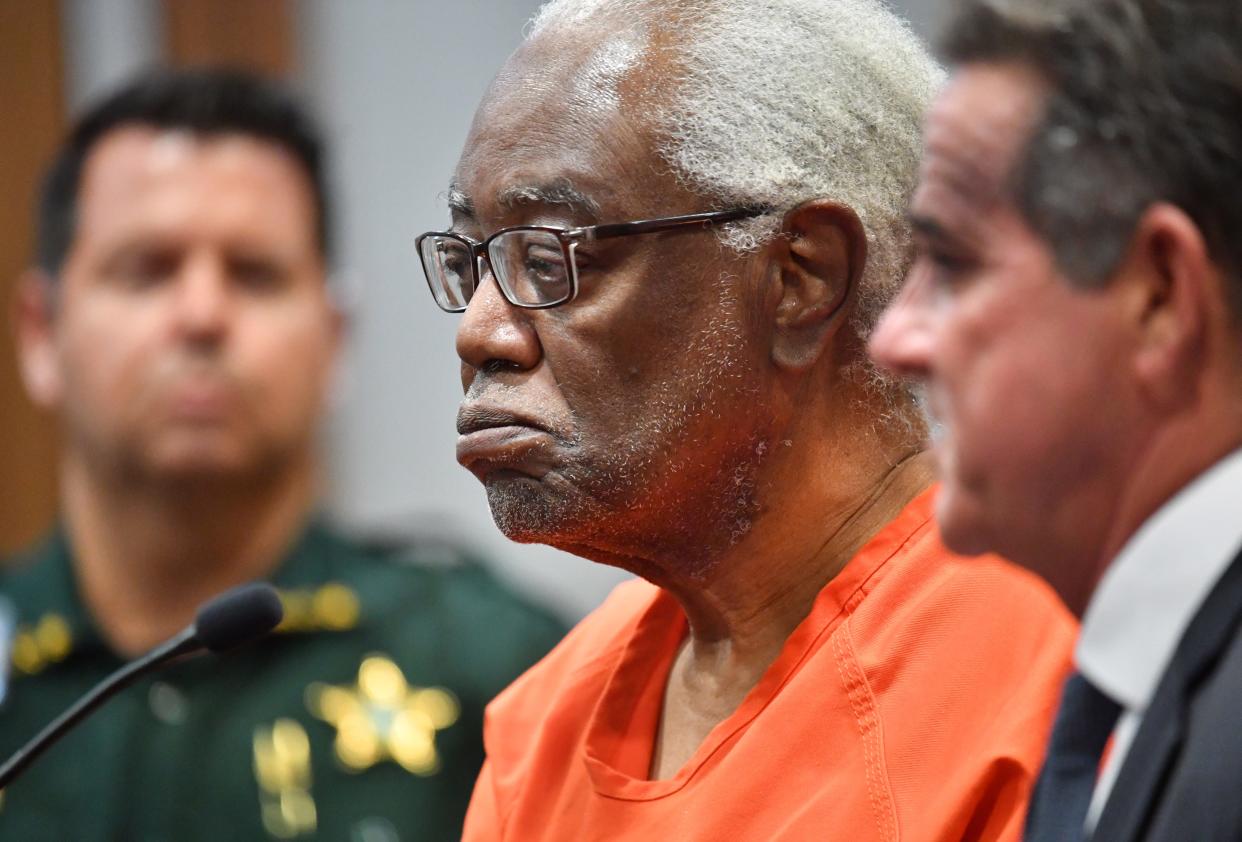 Former Sarasota bishop Henry Lee Porter listens to Judge Thomas Krug as he receives two life sentences, to be served consecutively, on Friday during the sentencing phase of his trial in Sarasota.