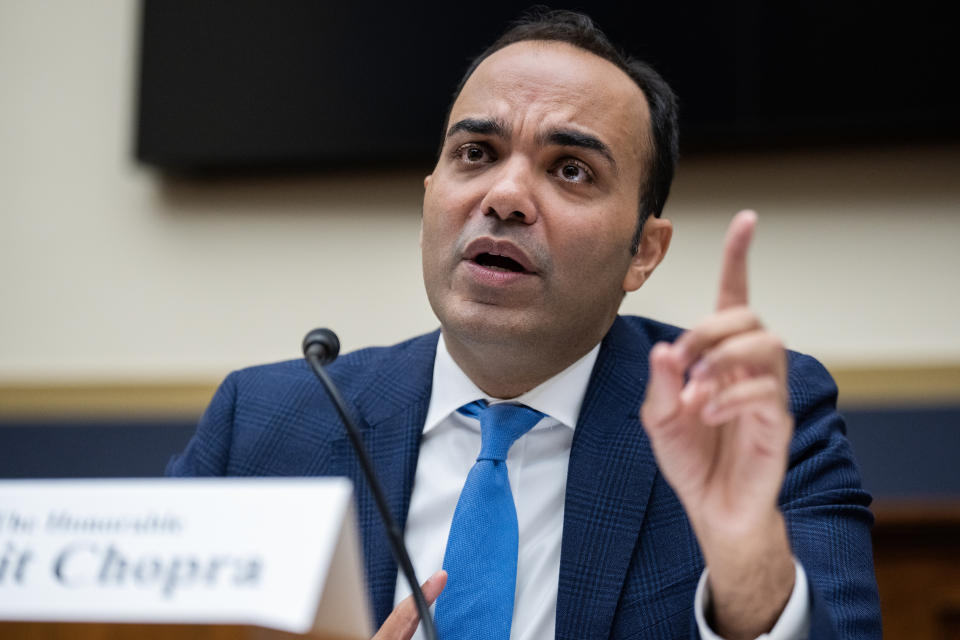 UNITED STATES - JUNE 14: Rohit Chopra, director of the CFPB, testifies during the House Financial Services Committee hearing 