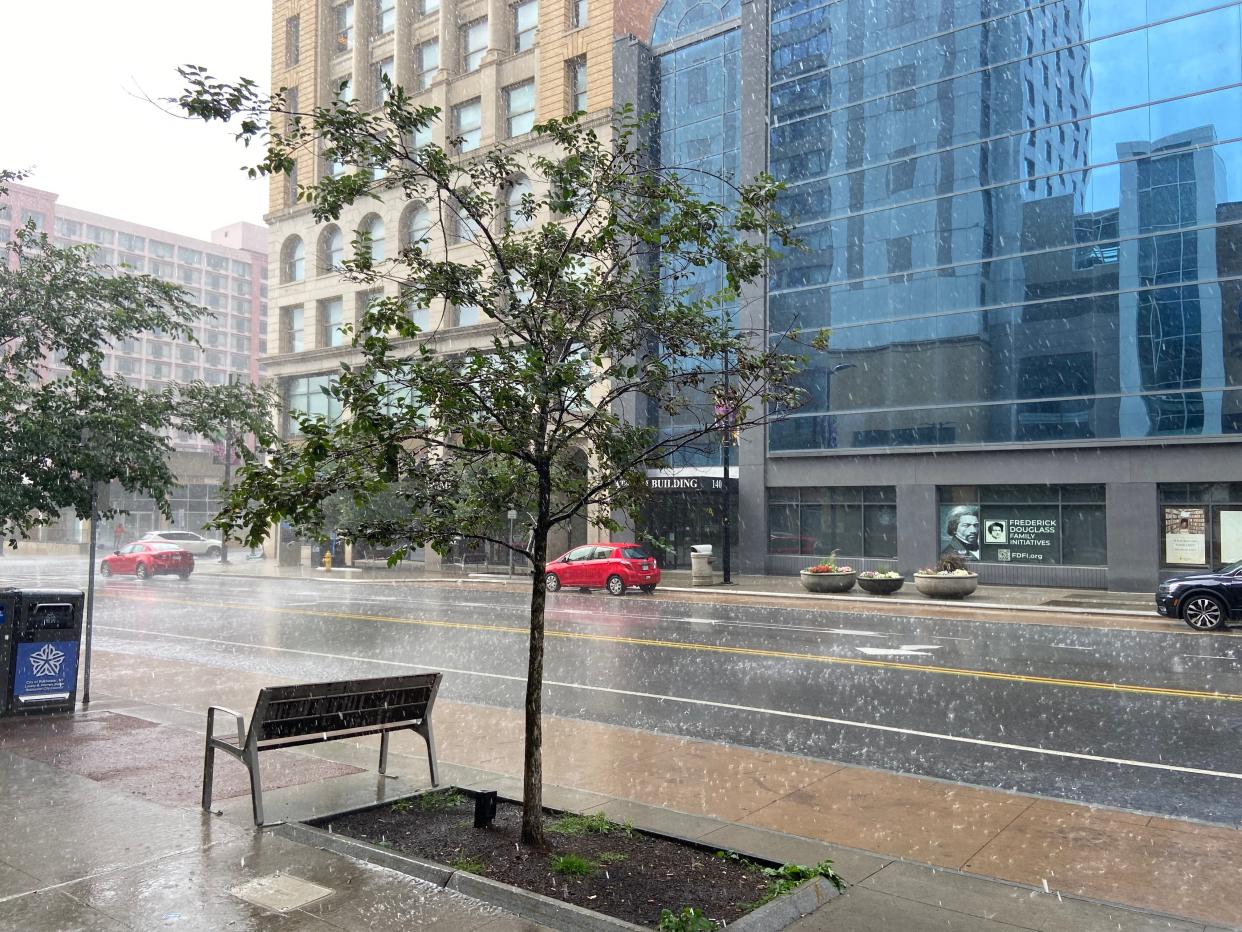 One of our summer 2023 rains soaked downtown Rochester, but September was parched. October won't be.