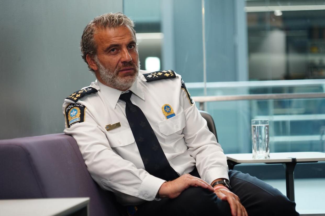 The chief of the SPVM, Fady Dagher, talked with CBC Montreal's Shawn Apel about his time as head of the force so far and the challenges the SPVM is facing. (Charles Contant/CBC - image credit)