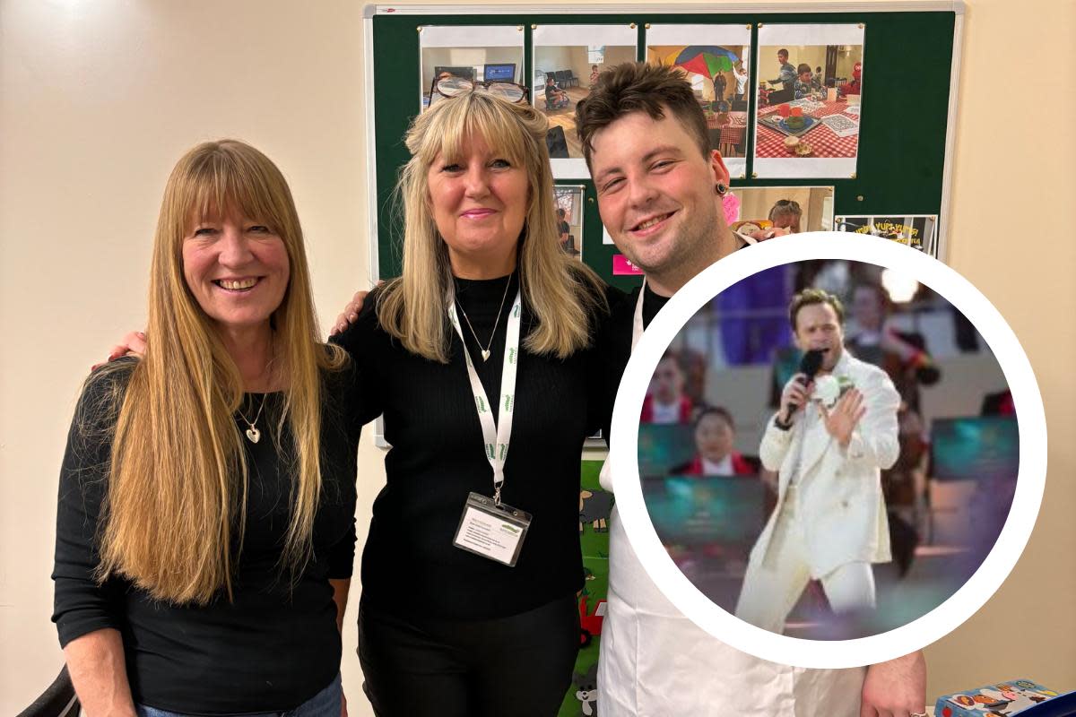 Tracy Rowland (centre) was left speechless by her encounter with Olly Murs as part of the One Show's One Big Thank You <i>(Image: Cllr Angela Sandles/PA)</i>
