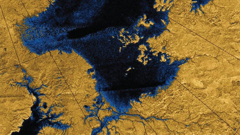 River networks in Titan's north polar region.