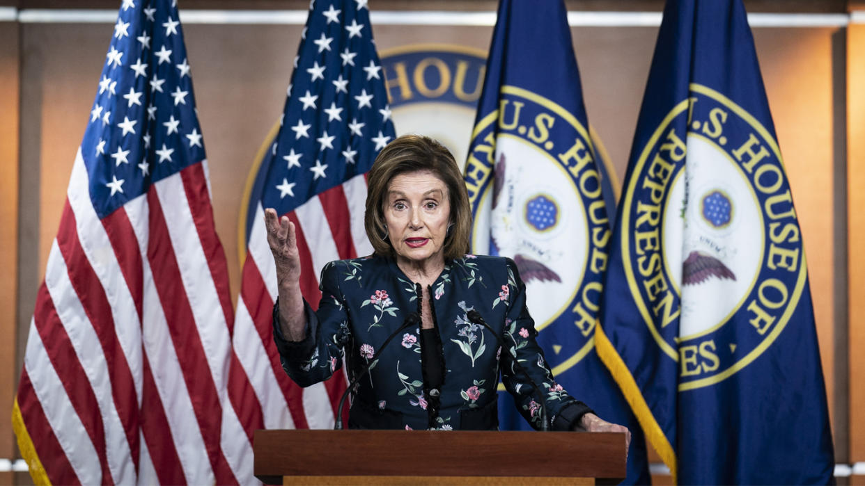 Speaker of the House Nancy Pelosi, D-Calif., holds her weekly press conference on Capitol Hill on July 22.