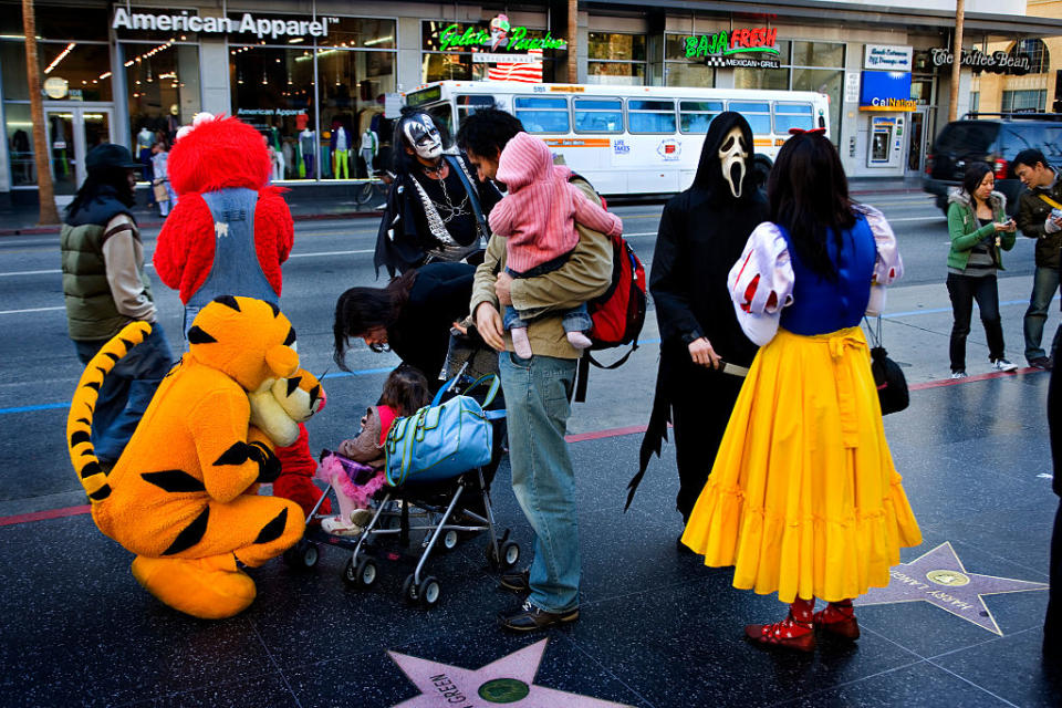 people dressed up as different characters