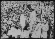 Mohandas Gandhi with Abdul Ghaffar Khan at Peshawar. (Photo by Fine Art Images/Heritage Images/Getty Images)