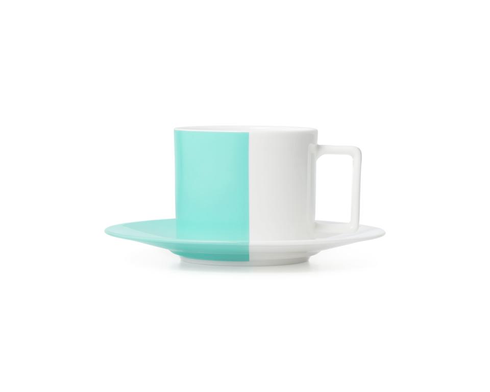 Color Block teacup and saucer.