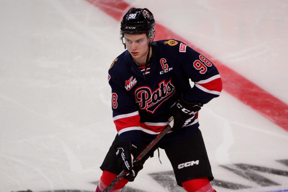 Connor Bedard scored 71 goals for the Regina (Saskatchewan) Pats during the regular season, plus 10 more in the playoffs.